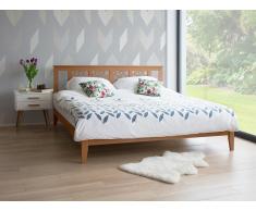 Cama de madera marrón claro con somier 180x200 cm CAEN