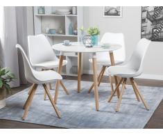 Mesa de comedor - Madera de caucho - 90 cm - Blanco - BOVIO
