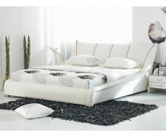 Cama en piel blanca con somier 160x200 cm NANTES