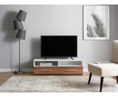 Mueble TV blanco/marrón nuez BORGARNES