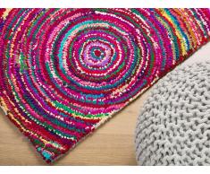 Alfombra de Algodón y Poliester - Multicolor - Pelo largo- 140x200 cm - KOZAN