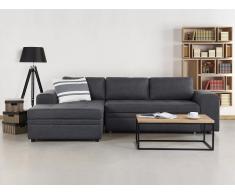 Sofá esquinero - Sofá cama - Tapizado - Chaise longue - Gris oscuro - Almacenaje - KIRUNA
