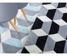 Alfombra de poliéster - 160x230 cm - Color negro-gris-blanco - ANTALYA