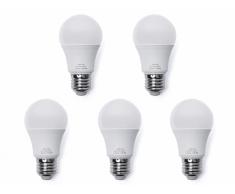 Bombilla LED ahorradora de energía - Globo - Blanco cálido - Set de 5 - 5 W, E 27, 5.5 x 10.3 cm