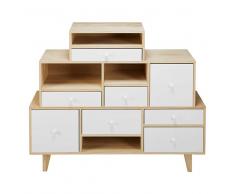 Maisons du Monde Cajonera desestructurada con 8 cajones de paulonia blanca Spring