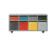 Maisons du Monde Cajonera con ruedas con 8 cajones de metal multicolor L. 8 cm Freestyle