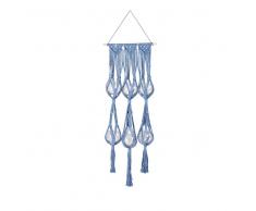 Maisons du Monde Lámpara de techo de macramé azul índigo con 6 tarros de cristal