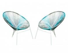 Conjunto de 2 sillas de jardín ALIOS II de fibras de resina trenzada - Antracita, azul, gris claro