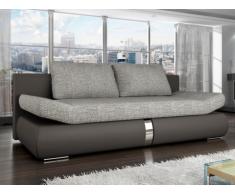 Sofá cama de 2 plazas JADEN tapizado de tela y piel sintética - Bicolor gris antracita y gris claro