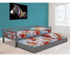 Cama nido AEDAN - 90x200cm - Pino macizo - Gris