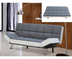 Sofá cama clic-clac de piel sintética ESPOO - Gris/blanco