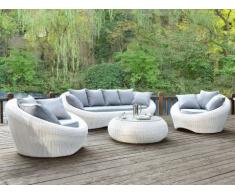 Conjunto de jardín WHITEHEAVEN de resina trenzada blanca: sofá, 2 sillones y mesa de centro