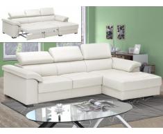 Sofá cama rinconero de piel de lujo EXPERIENCIA - Blanco marfil - Ángulo derecho
