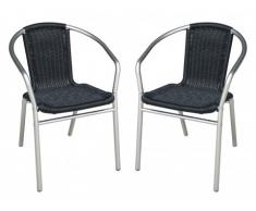 Conjunto de 2 sillas de jardín de aluminio y resina trenzada FIZZ - Negro