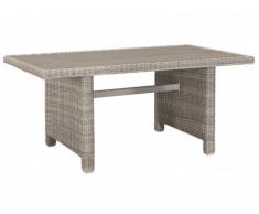 Mesa de jardín OLINDA de resina trenzada beige y cojines topo