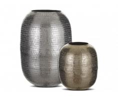 Conjunto de 2 floreros de aluminio KEBI - Alto 26 y 43 cm - Plateado y dorado