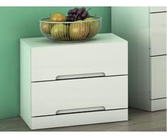 Mesa de noche CLAIRE - 2 cajones - MDF lacado blanco