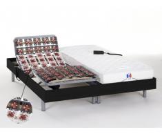 REBAJAS - Cama eléctrica 100% látex HOMERE III de DREAMEA - Motor OKIN - Negro - 2x80x200cm