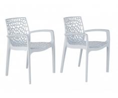 Conjunto de 2 sillas de jardín apilables DIADEME - Polipropileno - Blanco dolomita