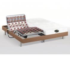 Cama articulada eléctrica con memoria de forma y bambú LYSIS III de NATUREA - Motores OKIN - 2x90x200 cm - Roble marrón topo