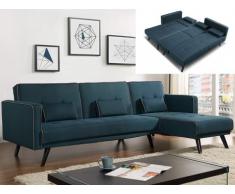 Sofá cama modular CALOBRA tapizado de tela - azul pato