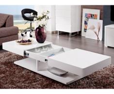 Mesa de centro ARAMIS con espacios de almacenaje - MDF lacado blanco