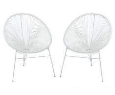Conjunto de 2 sillas de jardín ALIOS II de fibras de resina trenzada - Blanco