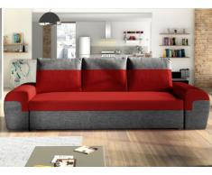 Sofá-cama de 3 plazas GABY de tela - Bicolor rojo y antracita