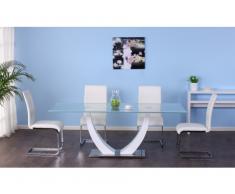 Mesa de comedor MEZZO - 8 comensales - MDF & cristal templado - Blanco
