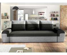 Sofá-cama de 3 plazas GABY de tela - Bicolor negro y gris claro
