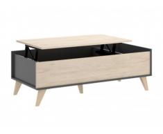 Mesa de centro elevable KOLYMA - 1 estante - Color: roble y antracita