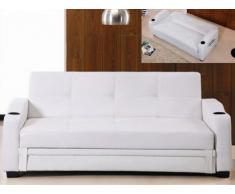 Sofá cama clic-clac de piel sintética MIRELLA - Blanco
