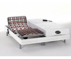 Cama articulada eléctrica con memoria de forma y bambú LYSIS III de NATUREA - Motores OKIN - Blanco - 2x80x200 cm