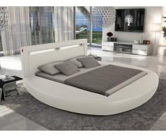 Estructura de cama ABULIS II - 160x200 cm - Piel sintética blanca con leds