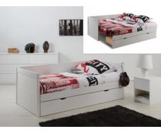 Cama nido y sofá ALFIERO con espacio para guardar - 90 x190cm - Lacado mate blanco