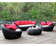 Conjunto de jardín WHITEHEAVEN de resina trenzada gris antracita: sofá, 2 sillones y mesa de centro