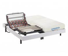 Cama eléctrica de láminas y terminales con memoria de forma DIONYSOS de DREAMEA - motores OKIN - color blanco - 2x90x200cm