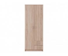 Armario OLESSIA - 2 puertas y 2 cajones - L.80 cm - Castaño
