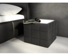 Mesa de noche ELYO - Piel sintética negra con LEDS