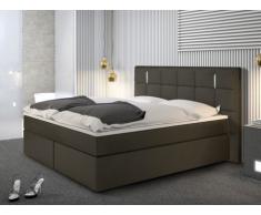 Conjunto boxspring completo cabecero con Leds + somieres patas Leds + colchón + cubrecolchón BILBAO - 2x80x200 cm - piel sintética - Antracita