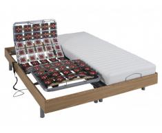 Cama articulada eléctrica con memoria de forma CASSIOPEE III de DREAMEA - Motor OKIN - Color roble - 2x90x200 cm
