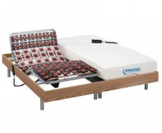Cama articulada eléctrica con memoria de forma HESIODE III de DREAMEA - Motor OKIN - roble marrón topo - 2x90x200cm