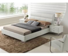 Cama WANDA - 160x200 cm - Piel de búfalo - Blanco