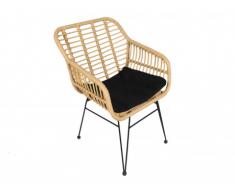 Sillón de jardín NOSARA de resina trenzada - Asiento negro