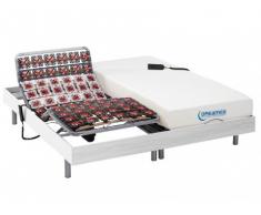 Cama articulada eléctrica con memoria de forma HESIODE III de DREAMEA - Motor OKIN - Blanco - 2x90x200 cm