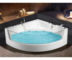 Bañera rinconera de hidromasaje acristalada ETHRA - 1 plaza - 150x150xAlt.57cm - Blanco