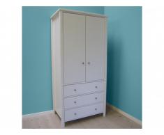Armario 2 puertas 3 cajones SANDRINE Ancho 86 cm - Pino blanco