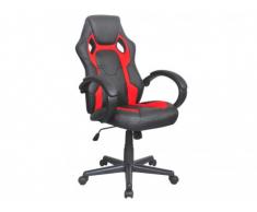 Silla de oficina DRIVER II - Piel sintética - Negro y rojo - Altura regulable