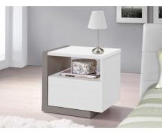Mesa de noche NAPOLI - 1 cajón - Blanco y gris