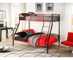 Cama litera ELEVATIO III - 90 & 140x190 cm - Negro y rojo